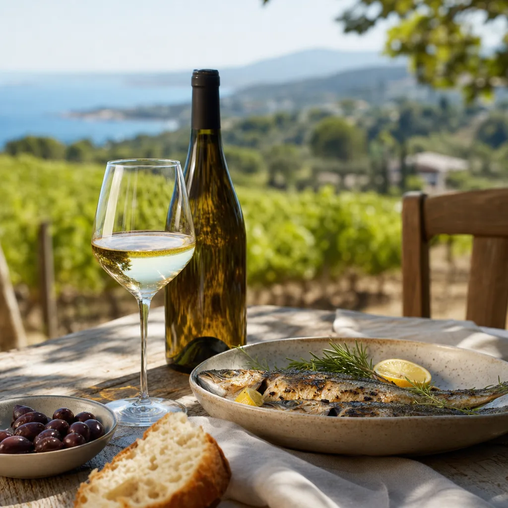 Accord entre vin blanc corse et poisson grillé aux herbes