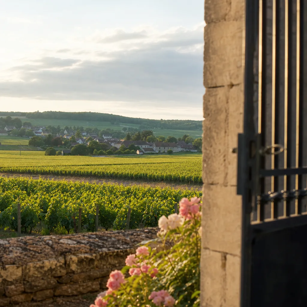 Carte stylisée de la Côte de Nuits avec Chambolle-Musigny entre Morey-Saint-Denis et Vougeot